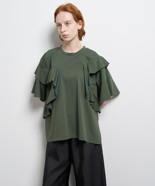 LANVIN en Bleu(ランバンオンブルー)の「アシンメフリルカットソー(Tシャツ/カットソー・レディース・ブラック/カーキ/オフホワイト・38)」の7枚目の写真