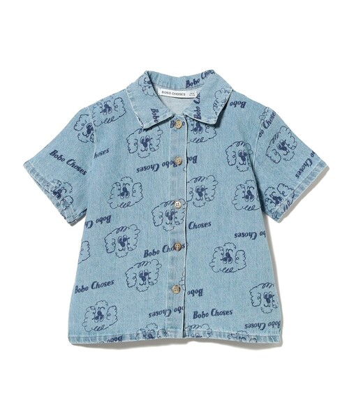 BOBO CHOSES（ボボショーズ）の「BOBO CHOSES / ベビー Pickles The Dog デニムシャツ 2026SS（6ヵ月～2才）（シャツ/ブラウス・キッズ・ライトブルー・3M/12M/2Y）」の3枚目の写真