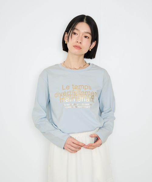 Mac-House(マックハウス)の「Idnes Le temps 箔プリントロンT(Tシャツ/カットソー・レディース・ブラック/サックスブルー/オフホワイト/レッド・FREE)」の3枚目の写真