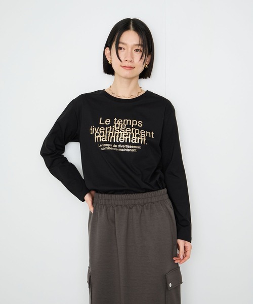 Mac-House(マックハウス)の「Idnes Le temps 箔プリントロンT(Tシャツ/カットソー・レディース・ブラック/サックスブルー/オフホワイト/レッド・FREE)」の18枚目の写真