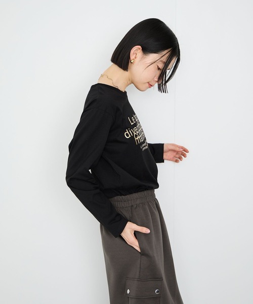 Mac-House(マックハウス)の「Idnes Le temps 箔プリントロンT(Tシャツ/カットソー・レディース・ブラック/サックスブルー/オフホワイト/レッド・FREE)」の19枚目の写真
