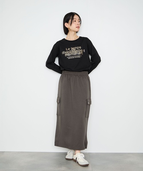 Mac-House(マックハウス)の「Idnes Le temps 箔プリントロンT(Tシャツ/カットソー・レディース・ブラック/サックスブルー/オフホワイト/レッド・FREE)」の22枚目の写真