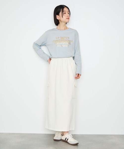 Mac-House(マックハウス)の「Idnes Le temps 箔プリントロンT(Tシャツ/カットソー・レディース・ブラック/サックスブルー/オフホワイト/レッド・FREE)」の11枚目の写真