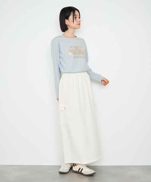 Mac-House(マックハウス)の「Idnes Le temps 箔プリントロンT(Tシャツ/カットソー・レディース・ブラック/サックスブルー/オフホワイト/レッド・FREE)」の12枚目の写真