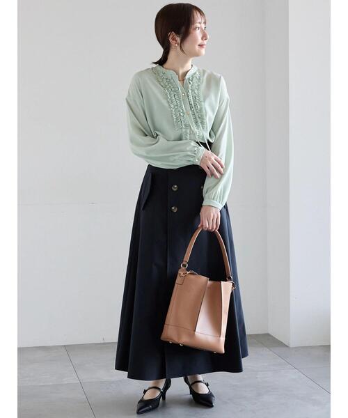 Te chichi（テチチ）の「フロントフリルキーネックブラウス（シャツ/ブラウス・レディース・ミント/グレー/オフホワイト・F）」の16枚目の写真