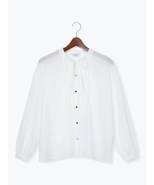 Te chichi（テチチ）の「フロントフリルキーネックブラウス（シャツ/ブラウス・レディース・ミント/グレー/オフホワイト・F）」の18枚目の写真