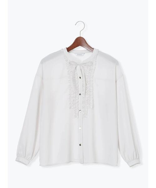 Te chichi（テチチ）の「フロントフリルキーネックブラウス（シャツ/ブラウス・レディース・ミント/グレー/オフホワイト・F）」の19枚目の写真