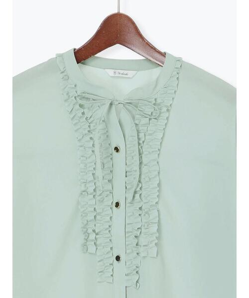 Te chichi（テチチ）の「フロントフリルキーネックブラウス（シャツ/ブラウス・レディース・ミント/グレー/オフホワイト・F）」の22枚目の写真