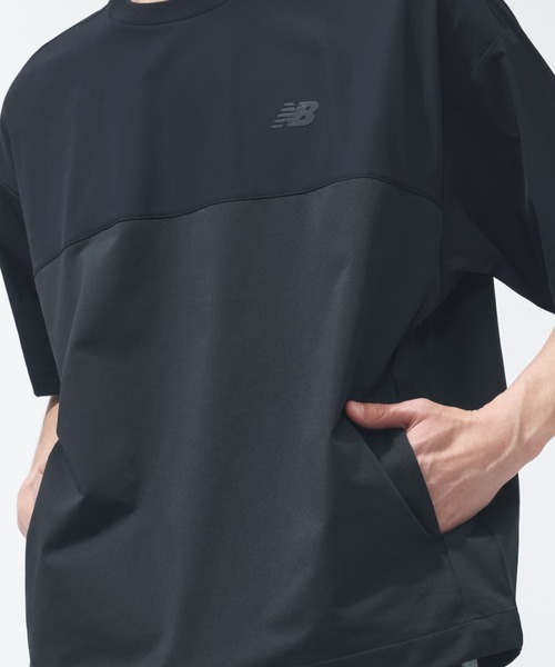 NEW BALANCE（ニューバランス）の「【別注】ニューバランス New Balance ファブリックコンビウーブンTシャツ 限定コラボ（Tシャツ/カットソー・メンズ・ブラック/グレー・M/L/LL/S/3L）」の3枚目の写真