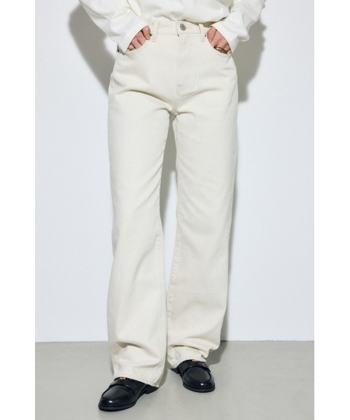 AZUL by moussy（アズールバイマウジー）の「AZUL DENIM ストレートデニム（デニムパンツ・レディース・アイボリー/ライトブルー・24inch/25inch/26inch/27inch）」の3枚目の写真