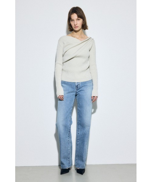 AZUL by moussy（アズールバイマウジー）の「AZUL DENIM ストレートデニム（デニムパンツ・レディース・アイボリー/ライトブルー・24inch/25inch/26inch/27inch）」の12枚目の写真