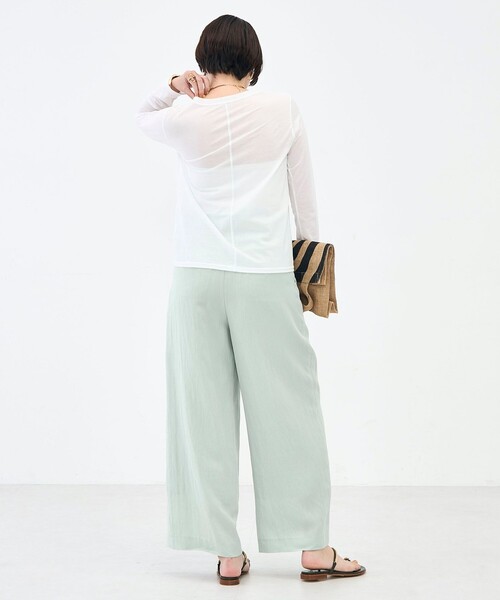 NOLLEY’S（ノーリーズ）の「ウォッシャブル綿ナイロンシアーロンＴ（Tシャツ/カットソー・レディース・ブラック/ホワイト/イエロー・FREE）」の22枚目の写真