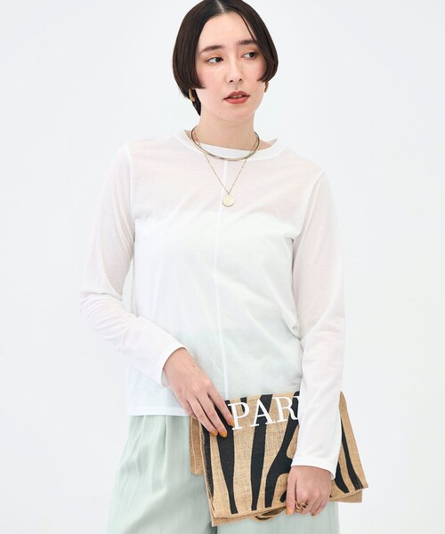 NOLLEY’S（ノーリーズ）の「ウォッシャブル綿ナイロンシアーロンＴ（Tシャツ/カットソー・レディース・ブラック/ホワイト/イエロー・FREE）」の19枚目の写真