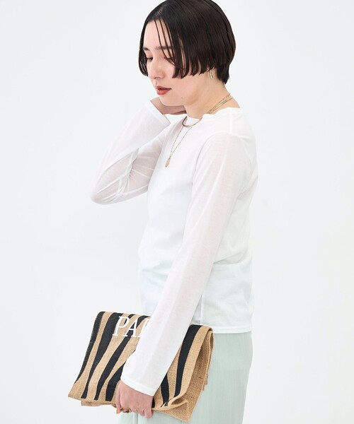 NOLLEY’S（ノーリーズ）の「ウォッシャブル綿ナイロンシアーロンＴ（Tシャツ/カットソー・レディース・ブラック/ホワイト/イエロー・FREE）」の18枚目の写真