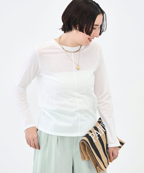 NOLLEY’S（ノーリーズ）の「ウォッシャブル綿ナイロンシアーロンＴ（Tシャツ/カットソー・レディース・ブラック/ホワイト/イエロー・FREE）」の16枚目の写真