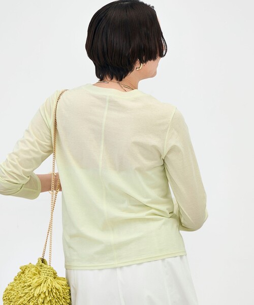 NOLLEY’S（ノーリーズ）の「ウォッシャブル綿ナイロンシアーロンＴ（Tシャツ/カットソー・レディース・ブラック/ホワイト/イエロー・FREE）」の7枚目の写真