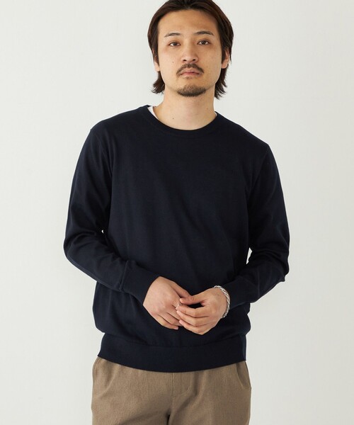 SHIPS Colors(シップス カラーズ)の「SHIPS Colors:〈洗濯機可能〉14ゲージ 天竺 クルーネック ニット(ニット/セーター・メンズ・ライトグレー/ダークグレー/ロイヤルブルー/ネイビー・MEDIUM/LARGE/X-LARGE)」の4枚目の写真