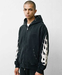 ジップフーディ|Fire Tribal Leather Patch Zip Hoodie|SUPPLIER