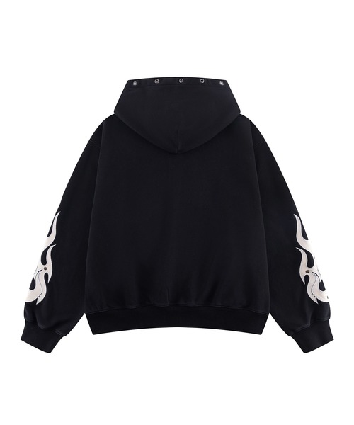 SUPPLIER(サプライヤー)の「ジップフーディ|Fire Tribal Leather Patch Zip Hoodie|SUPPLIER(パーカー・メンズ・グレー/ブラック・LARGE/X-LARGE/SMALL/MEDIUM/XX-LARGE)」の10枚目の写真