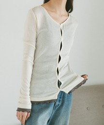 VANNIE U（ヴァニーユー）の「バイカラーメロウドッキングトップス/カーディガン/前後2WAY（カーディガン/ボレロ）」