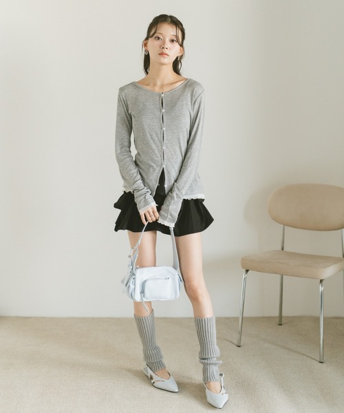 VANNIE U(ヴァニーユー)の「バイカラーメロウドッキングトップス/カーディガン/前後2WAY(Tシャツ/カットソー・レディース・グレー/ブラック/アイボリー・FREE)」の10枚目の写真