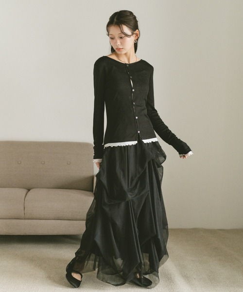 VANNIE U(ヴァニーユー)の「バイカラーメロウドッキングトップス/カーディガン/前後2WAY(Tシャツ/カットソー・レディース・グレー/ブラック/アイボリー・FREE)」の20枚目の写真