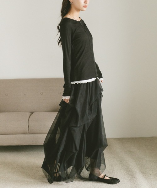 VANNIE U(ヴァニーユー)の「バイカラーメロウドッキングトップス/カーディガン/前後2WAY(Tシャツ/カットソー・レディース・グレー/ブラック/アイボリー・FREE)」の21枚目の写真