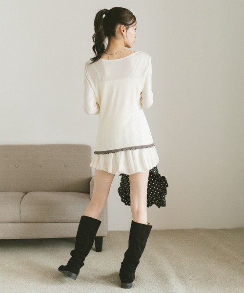 VANNIE U(ヴァニーユー)の「バイカラーメロウドッキングトップス/カーディガン/前後2WAY(Tシャツ/カットソー・レディース・グレー/ブラック/アイボリー・FREE)」の18枚目の写真