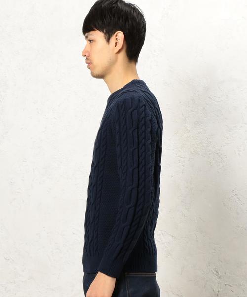 green label relaxing（グリーンレーベルリラクシング）の「KC BULKY CO/AC ARAN C/N ニット◆（ニット/セーター・メンズ・ベージュ/ネイビー/ホワイト・MEDIUM/SMALL/X-LARGE/LARGE）」の14枚目の写真