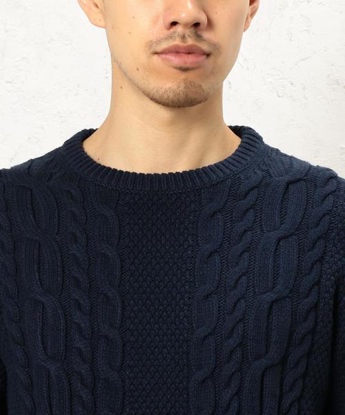 green label relaxing（グリーンレーベルリラクシング）の「KC BULKY CO/AC ARAN C/N ニット◆（ニット/セーター・メンズ・ベージュ/ネイビー/ホワイト・MEDIUM/SMALL/X-LARGE/LARGE）」の16枚目の写真