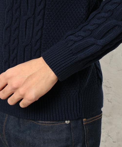 green label relaxing（グリーンレーベルリラクシング）の「KC BULKY CO/AC ARAN C/N ニット◆（ニット/セーター・メンズ・ベージュ/ネイビー/ホワイト・MEDIUM/SMALL/X-LARGE/LARGE）」の17枚目の写真