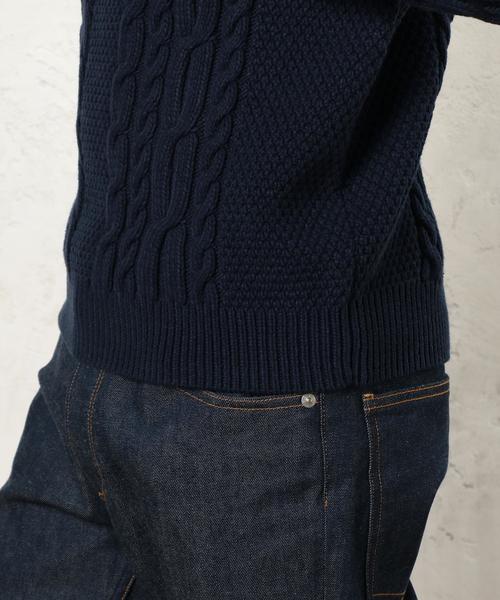 green label relaxing（グリーンレーベルリラクシング）の「KC BULKY CO/AC ARAN C/N ニット◆（ニット/セーター・メンズ・ベージュ/ネイビー/ホワイト・MEDIUM/SMALL/X-LARGE/LARGE）」の6枚目の写真