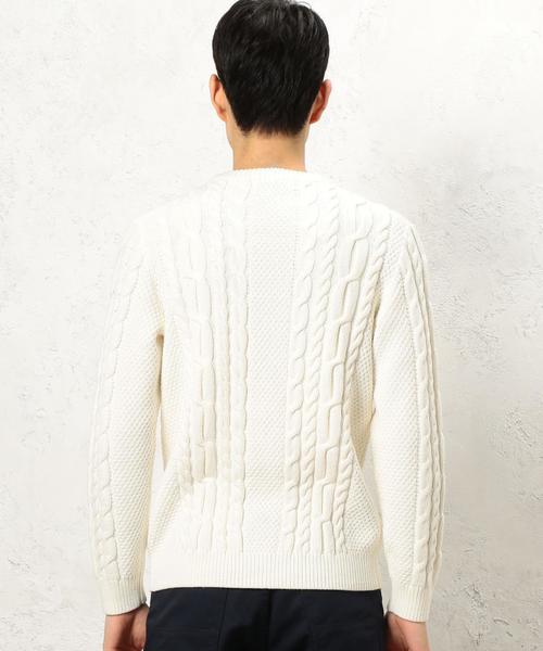 green label relaxing（グリーンレーベルリラクシング）の「KC BULKY CO/AC ARAN C/N ニット◆（ニット/セーター・メンズ・ベージュ/ネイビー/ホワイト・MEDIUM/SMALL/X-LARGE/LARGE）」の8枚目の写真