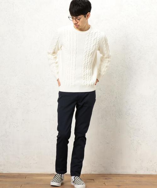 green label relaxing（グリーンレーベルリラクシング）の「KC BULKY CO/AC ARAN C/N ニット◆（ニット/セーター・メンズ・ベージュ/ネイビー/ホワイト・MEDIUM/SMALL/X-LARGE/LARGE）」の10枚目の写真