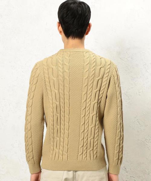 green label relaxing（グリーンレーベルリラクシング）の「KC BULKY CO/AC ARAN C/N ニット◆（ニット/セーター・メンズ・ベージュ/ネイビー/ホワイト・MEDIUM/SMALL/X-LARGE/LARGE）」の11枚目の写真