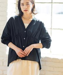 OPAQUE.CLIP | ブラウス風Vネックカーディガン【洗濯機OK】(カーディガン/ボレロ)