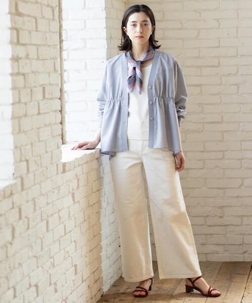 OPAQUE.CLIP（オペークドットクリップ）の「ブラウス風Vネックカーディガン【洗濯機OK】（カーディガン/ボレロ・レディース・ブラック/グレー/オフホワイト・40/38）」の18枚目の写真