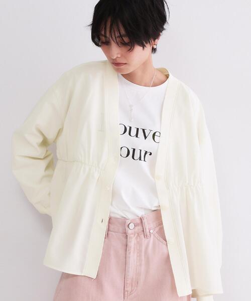 OPAQUE.CLIP（オペークドットクリップ）の「ブラウス風Vネックカーディガン【洗濯機OK】（カーディガン/ボレロ・レディース・ブラック/グレー/オフホワイト・40/38）」の19枚目の写真