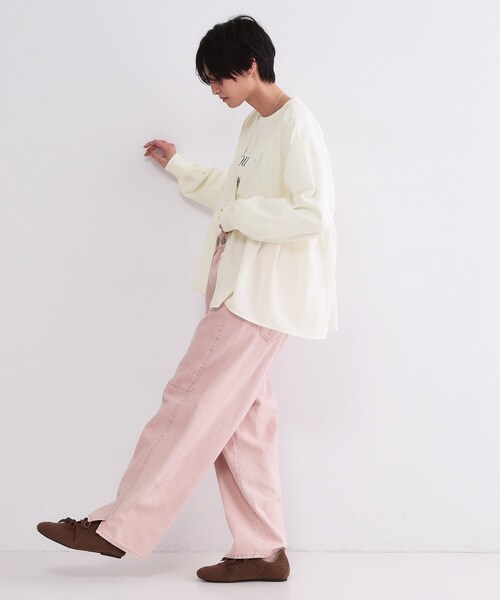 OPAQUE.CLIP（オペークドットクリップ）の「ブラウス風Vネックカーディガン【洗濯機OK】（カーディガン/ボレロ・レディース・ブラック/グレー/オフホワイト・40/38）」の22枚目の写真