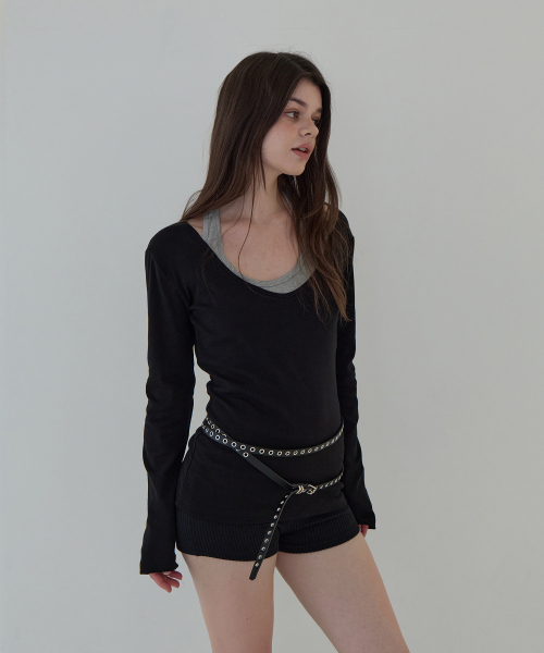 5OML(オーオーエムエル)の「ホルターネックレイヤードロングスリーブ(ブラック)(Tシャツ/カットソー・レディース・ブラック・FREE)」の1枚目の写真