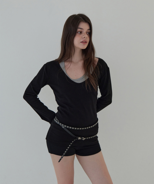 5OML(オーオーエムエル)の「ホルターネックレイヤードロングスリーブ(ブラック)(Tシャツ/カットソー・レディース・ブラック・FREE)」の3枚目の写真