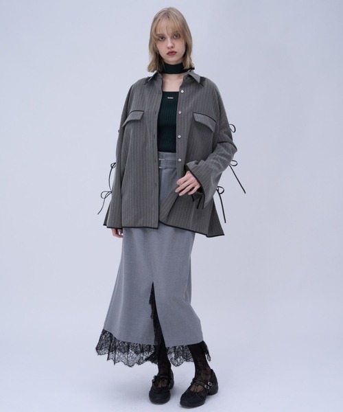 HARE（ハレ）の「パイピングBIGシャツ(HARE)（シャツ/ブラウス・レディース・グレー/ブラック/ホワイト・FREE）」の7枚目の写真