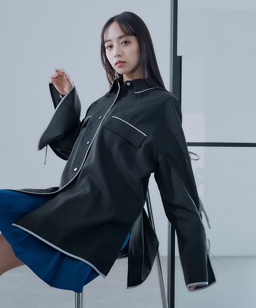 HARE（ハレ）の「パイピングBIGシャツ(HARE)（シャツ/ブラウス・レディース・グレー/ブラック/ホワイト・FREE）」の13枚目の写真