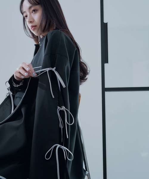 HARE（ハレ）の「パイピングBIGシャツ(HARE)（シャツ/ブラウス・レディース・グレー/ブラック/ホワイト・FREE）」の16枚目の写真