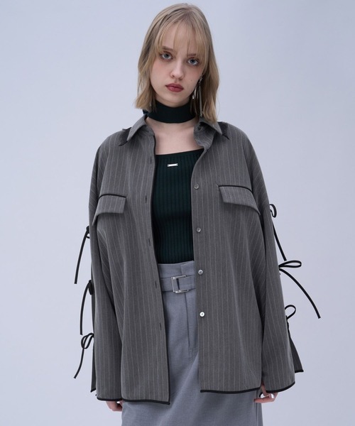 HARE（ハレ）の「パイピングBIGシャツ(HARE)（シャツ/ブラウス・レディース・グレー/ブラック/ホワイト・FREE）」の17枚目の写真