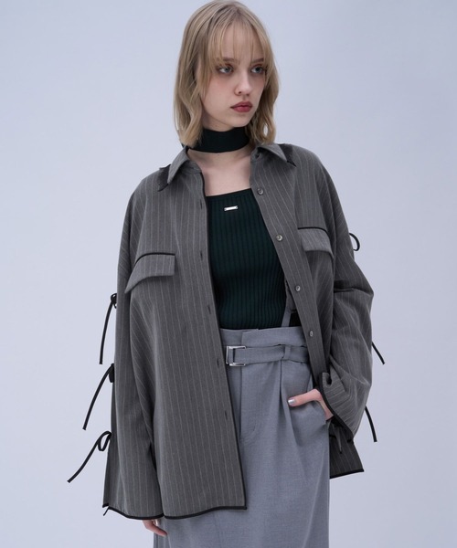 HARE（ハレ）の「パイピングBIGシャツ(HARE)（シャツ/ブラウス・レディース・グレー/ブラック/ホワイト・FREE）」の18枚目の写真