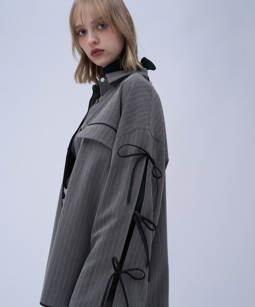 HARE（ハレ）の「パイピングBIGシャツ(HARE)（シャツ/ブラウス・レディース・グレー/ブラック/ホワイト・FREE）」の20枚目の写真