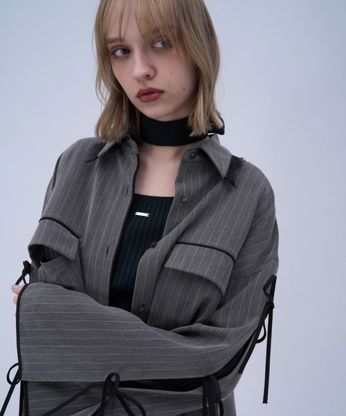 HARE（ハレ）の「パイピングBIGシャツ(HARE)（シャツ/ブラウス・レディース・グレー/ブラック/ホワイト・FREE）」の21枚目の写真