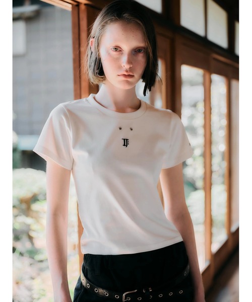 CREO STORE(クレオストア)の「【TAJEN:T】CONCEPT EYELET TEE/コンセプト アイレットTシャツ(Tシャツ/カットソー・レディース・チャコールグレー/ホワイト・2/1)」の3枚目の写真