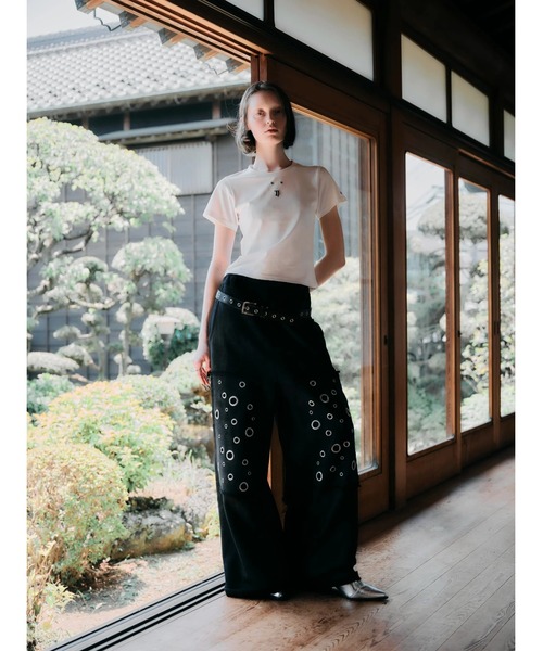 CREO STORE(クレオストア)の「【TAJEN:T】CONCEPT EYELET TEE/コンセプト アイレットTシャツ(Tシャツ/カットソー・レディース・チャコールグレー/ホワイト・2/1)」の6枚目の写真
